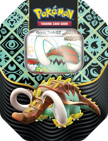 Pokémon Shiny Great Tusk ex Pokémon TCG Paldean Fates Tin 820650856204