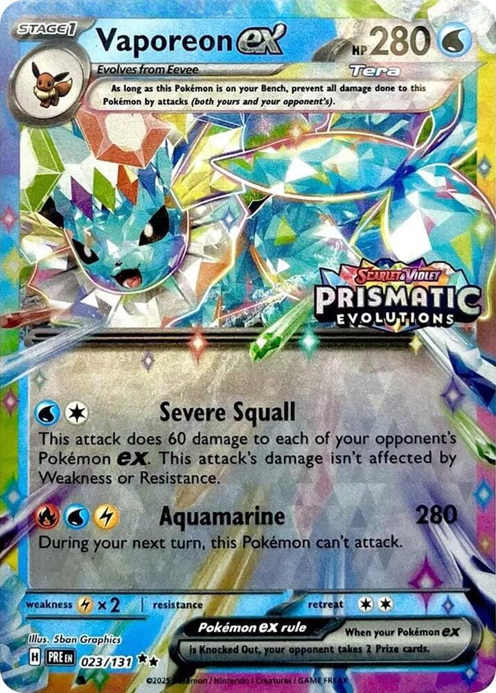 Vaporeon ex (xPRE 023) - Prismatic Evolutions Stamp | PokEvolution