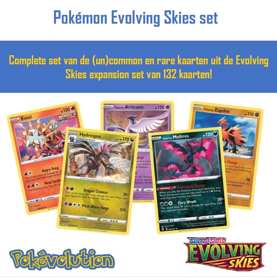 Complete set Evolving Skies - (un)common / rare kaarten | PokEvolution